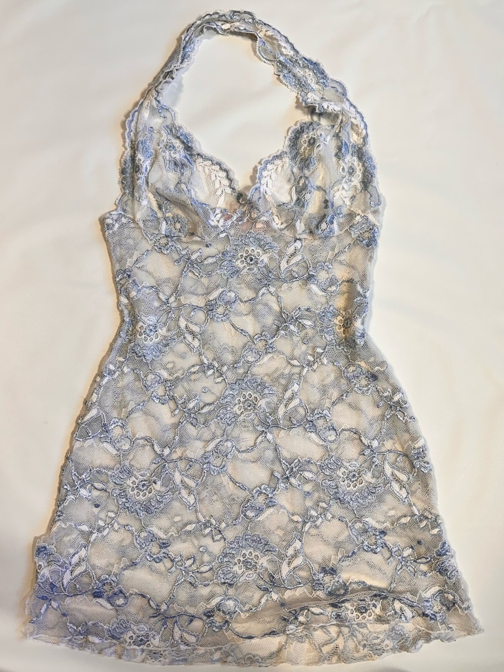 Victoria's Secret Pale Blue Lace Halter Chemise